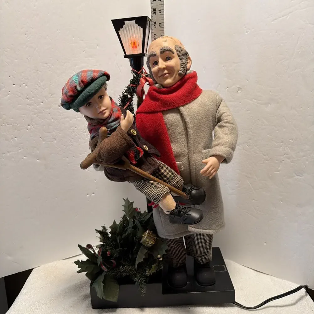 1993 Holiday Creations Tiny Tim and Scrooge 24 Inch Animated Lighted Christmas